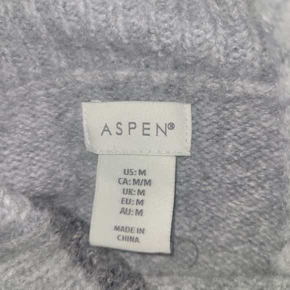 Aspen Grey and White Patterned Knit Mock Neck Sweater M - Picture 7 of 7